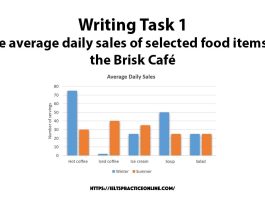 Writing Task 1 The average daily sales of selected food items at the Brisk Café